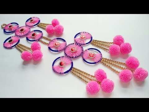 DIY EASY BANGELS FLOWER WALL HANGING CRAFT IDEA/WOOLEN FLOWER TORAN/BEST OUT OF BANGELS AND WOOL