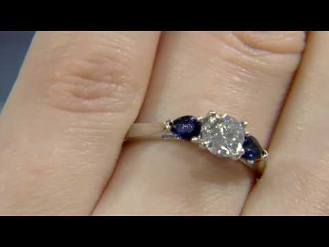 Round Cut Diamond & Pear Cut Sapphire Engagement Ring MD032