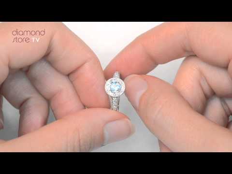 Blue Topaz  And Diamond Ring In 9K White Gold - E4840