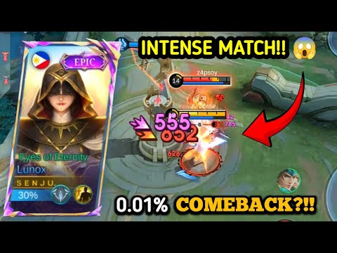 SUPER INTENSE MATCH!! EPIC COMEBACK OR NAH?! 😱🔥 LUNOX MVP GAMEPLAY IN SOLO QUEUE💪🏻🔥 | MOBILE LEGENDS