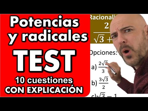 TEST DE POTENCIAS Y RADICALES. Examen. Matemáticas básicas.