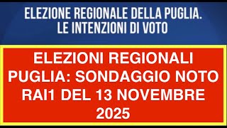 ELEZIONI REGIONALI PUGLIA: SONDAGGIO NOTO RAI1 DEL 13 NOVEMBRE 2025
