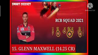 IPL 2021 : RCB Squad 2021 || Royal challengers Bangalore full Squad ||RCB  players list .