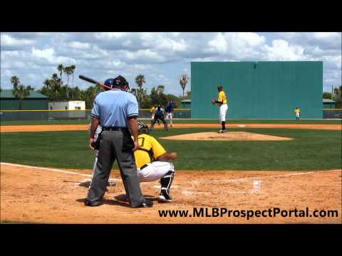 Blue Jays 3B Matt Dean batting vs  Pirates   minor league spring training 2012   draws a walk