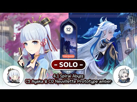 [GI] : 4.1 Spiral abyss floor 12 C2 Ayaka Solo & C0 Neuvillette Solo 9* Clear!!