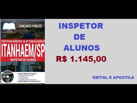 Edital apostila Concurso Prefeitura de Itanhaém 2017 Cargo Inspetor de Alunos