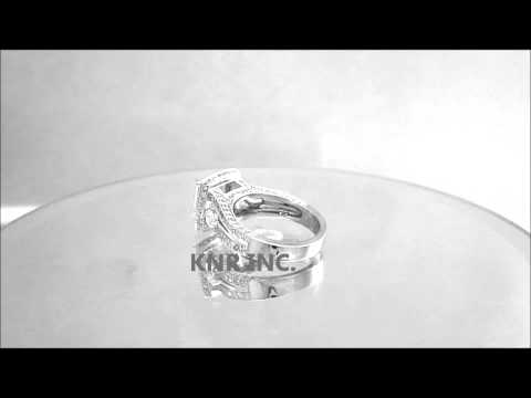 18K WHITE GOLD PRINCESS CUT DIAMOND ENGAGEMENT RING SPLIT BAND ART DECO 3.00CTW - KNR INC - 363