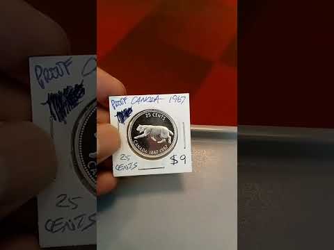 REGULAR CANADA 1867-1967 COMMEMORATIVE SILVER PROOF 25 CENT QUARTER: $9