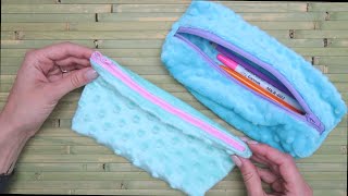 No sew Pencil Cases DIY. 2 types. Easy step by step tutorial.