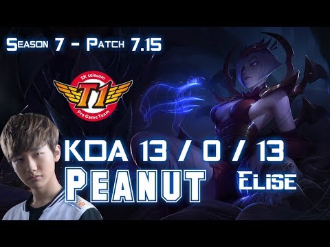SKT T1 Peanut ELISE vs REK'SAI Jungle - Patch 7.15 KR Ranked