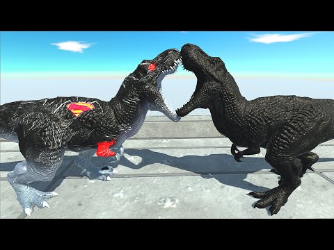 DARK SUPERMAN T-REX vs DARK DINOSAUR T-REX DEATH RUN - Animal Revolt Battle Simulator