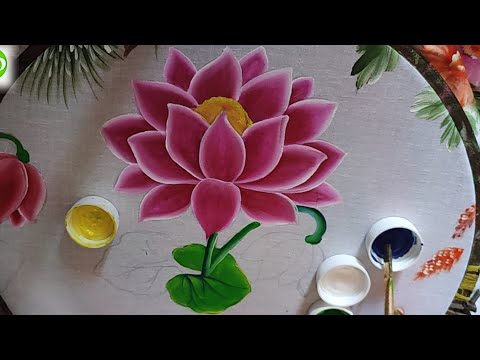 Tutorial lotus flower painting. very easy and beautiful lotus flowers.