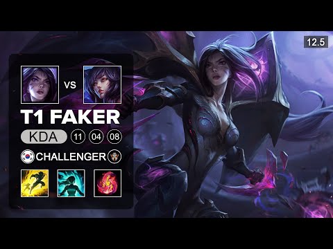 T1 Faker Kai'Sa Mid vs Ahri - KR Challenger - Season 12 Patch 12.5