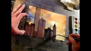 Paint an easy cityscape