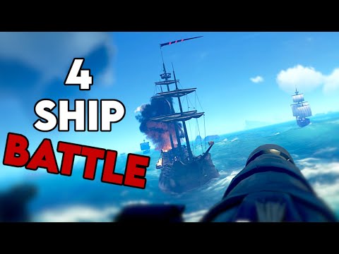 INTENSE 4 ship BATTLE in Sea of Thieves