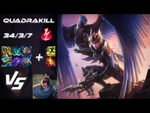 MID Quinn vs Yasuo [QUADRAKILL] - NA Grandmaster Patch 25.19