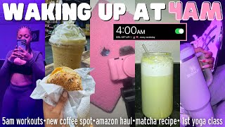 WAKING UP AT 4AM FOR A WEEK! 5am workouts + amazon haul + new coffee spot + 1st yoga class & more
