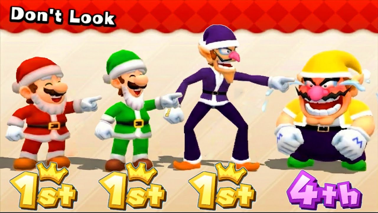 【マリオパーティ100ミニゲームコレクション】最高に面白いクリスマスミニゲームマリオVsルイージVsワリオVsワルイージ(CPUの強さ：｢たつじん」)