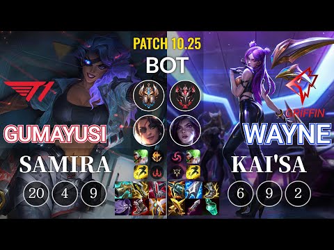 T1 Gumayusi Samira vs GRF Wayne Kai'Sa Bot - KR Patch 10.25