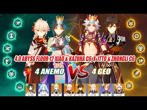 Xiao Kazuha C6 4 Anemo x Itto Zhongli C6 4 Geo | 4.0 Abyss Floor 12 Satisfying Combo Showcase