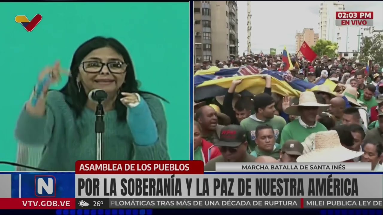 Delcy Rodríguez en la Asamblea de los Pueblos por la Soberanía y la Paz, 10 de diciembre de 2025
