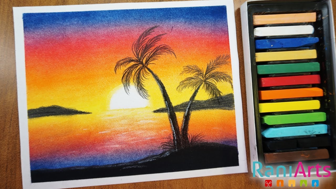 CÓMO DIBUJAR ATARDECER CON TIZAS PASTEL! Nivel: Principiantes