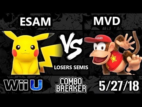 Combo Breaker 2018 Smash 4 - PG | ESAM (Pikachu) Vs. PG | MVD (Diddy Kong) - Wii U Losers Semis