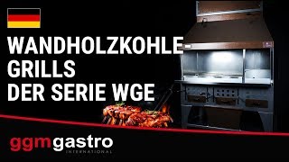Väggmonterad kolgrill - 2150x750x2350 mm - rostfritt stål AISI 304