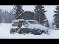 Car Camping CAUGHT IN A SNOW BLIZZARD [ Austrian Alps, 1800m above sea, Winter Van Life, ASMR ]
