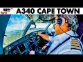 Piloting AIRBUS A340 Into Cape Town Cockpit Views