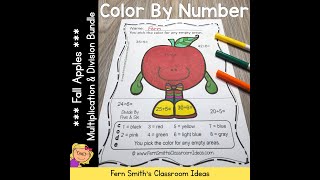 Fall Color By Number Multiplication and Division Bundle