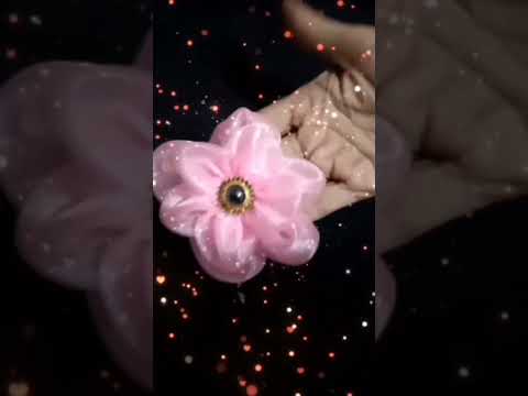 organza flower hair clip#diy hair clip at home# flower clip# beautiful hair accessories