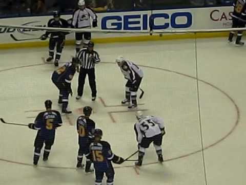Blues And Avalanche Center Ice Fight Preseason Game Sept 29 2011
