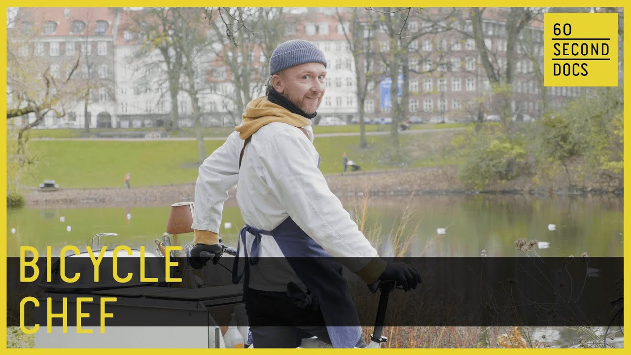 Bicycle Chef Cooks Food On a Bike