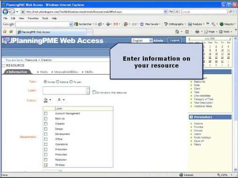 Create resources in PlanningPME Web Access (english)