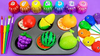 Satisfying Video l How to Make Playdoh Lollipop Candy into Rainbow Brush & Fruit Cutting ASMR