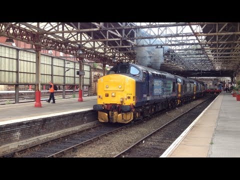DRS 37419 'Carl Haviland', 37606, 37608, 37405 on Gresty Bridge to Derby R.T.C at Crewe 9/8/2013