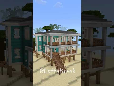 EPIC Minecraft Beach House Time Lapse!! 🌴 #shorts