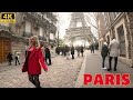 Paris France, Christmas walk at the Eiffel Tower | 4K Walking Tour