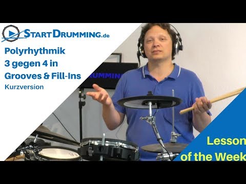 Schlagzeug lernen - Polyrhythmik 3 gegen 4 in Grooves & Fill Ins - Kurzversion