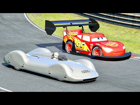 Lightning McQueen GTR vs Auto Union Type-C 1937 at Deep Forest Raceway