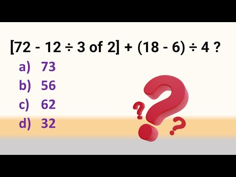[72 - 12 ÷ 3 of 2] + (18 - 6) ÷ 4 ?