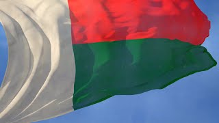 Waving flag and National Anthem of Madagascar, &quot;Ry Tanindrazanay malala ô!&quot;