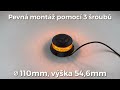 LED maják oranžový 12/24V - 24x1,5W LED / čierny hliníkový obal / ECE R65 / na pevnú montáž (ø110x54,6mm) - Video Youtube
