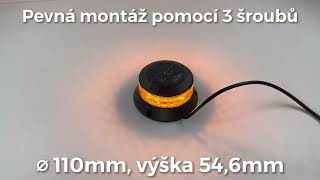 Robustný oranžový LED maják, čierny hliník, 36W, ECE R65