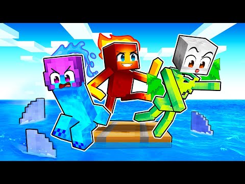 Trapped on a RAFT as ELEMENTAL MOBS in Minecraft!