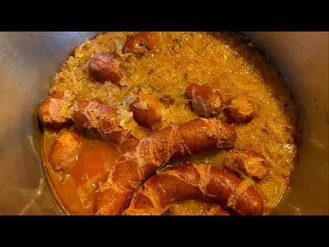 Pressure cooker German smoked sausages and sauerkraut dinner recipe!