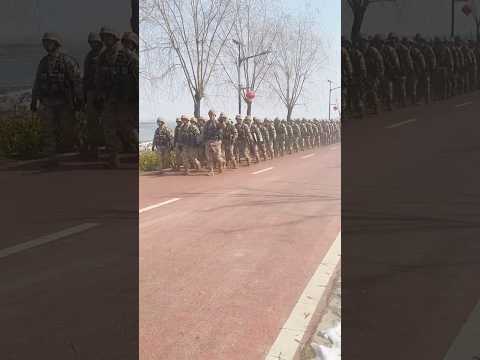 英姿飒爽的士兵列队行进，展现军魂的庄严与荣耀！