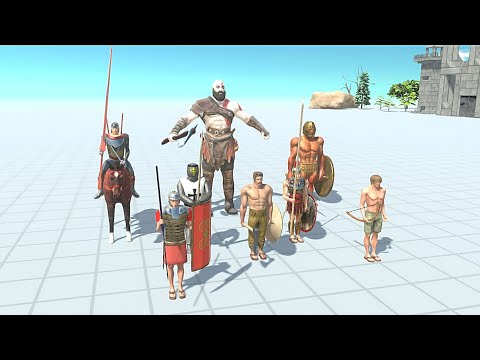 ANCIENT HUMANS WITH KRATOS  VS FACTION - Animal Revolt Battle Simulator