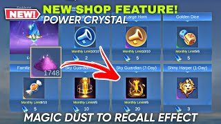 CONVERT MAGIC DUSTS TO RECALL EFFECT! NEW MLBB SHOP FEATURE POWER CRYSTAL